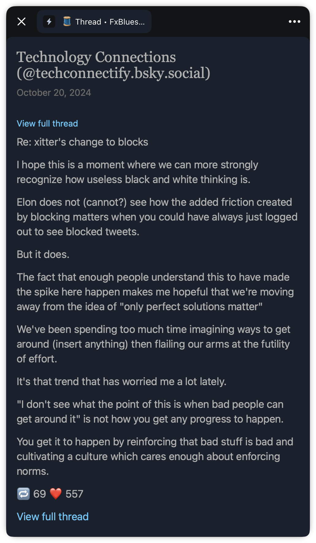 Telegram Instant View of an unrolled thread